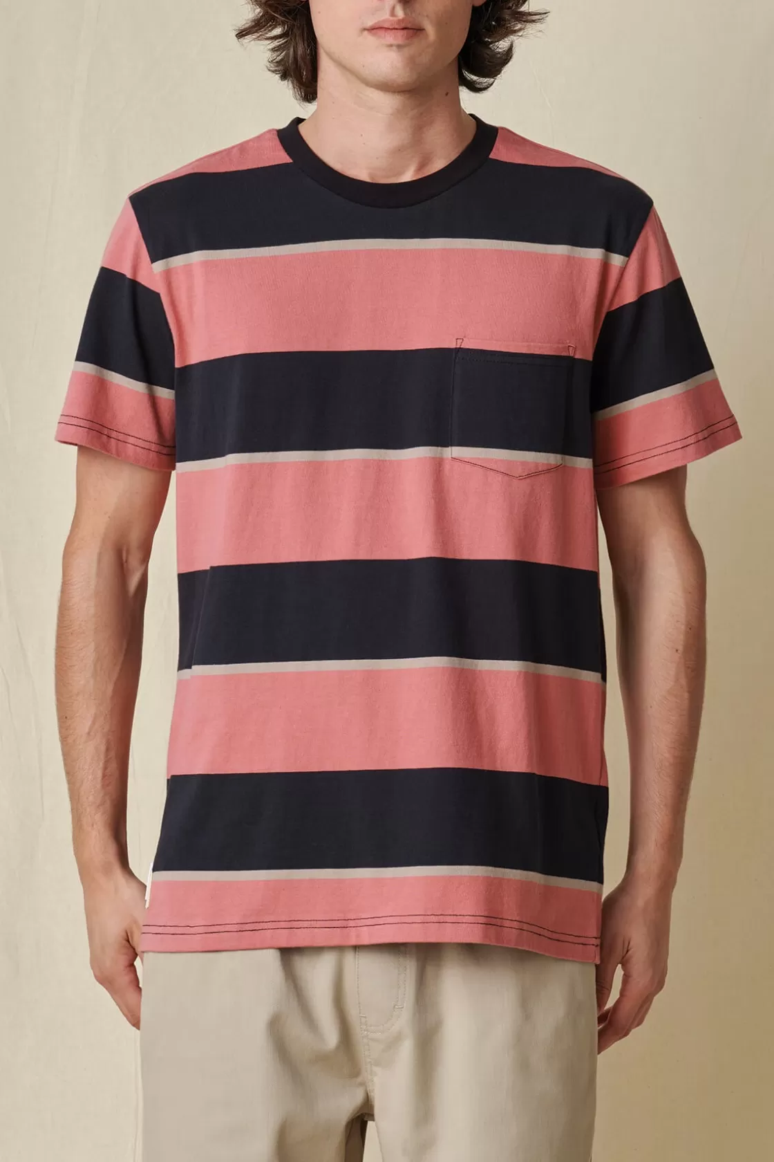 Globe Brand Bootleg Dreams Stripe Tee - Smoke Red Smoke New