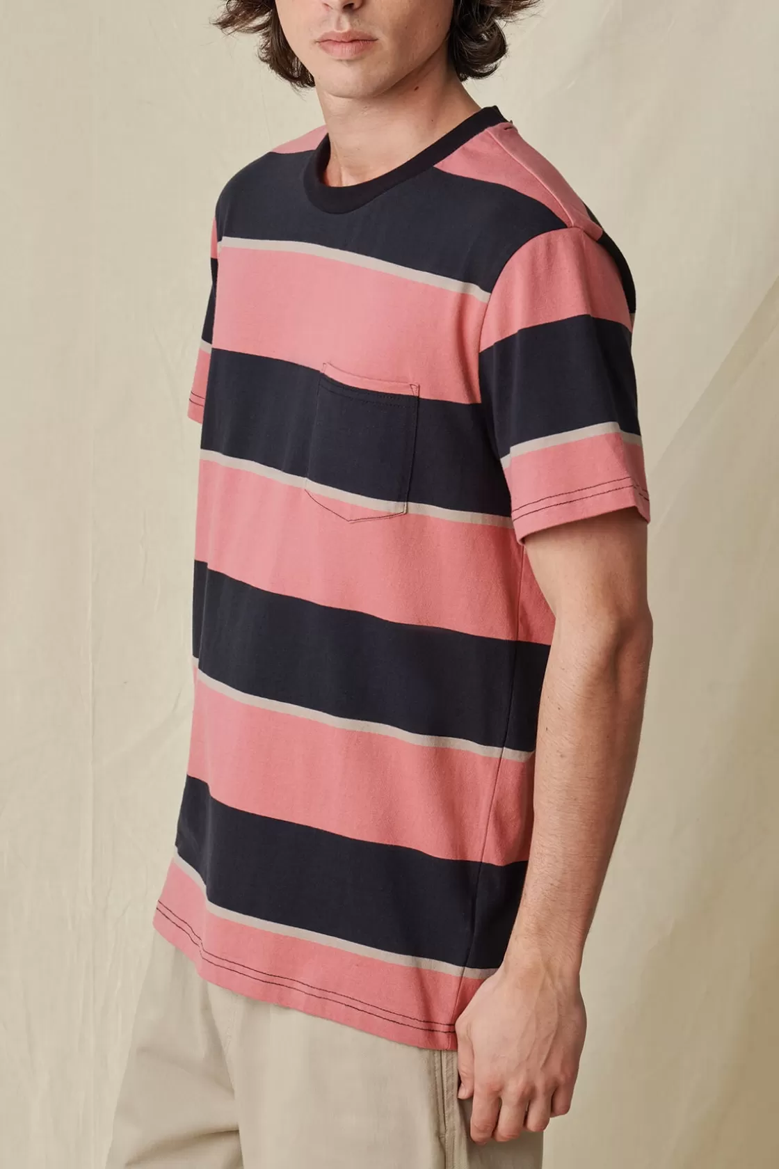 Globe Brand Bootleg Dreams Stripe Tee - Smoke Red Smoke New