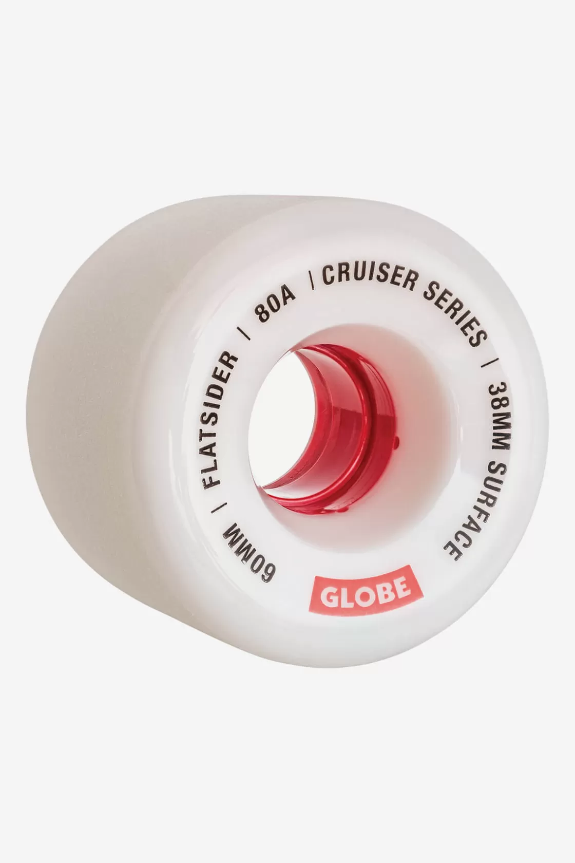 Globe Brand Flatsider Cruiser - - Skateboard Wheel 60mm White/Red Hot