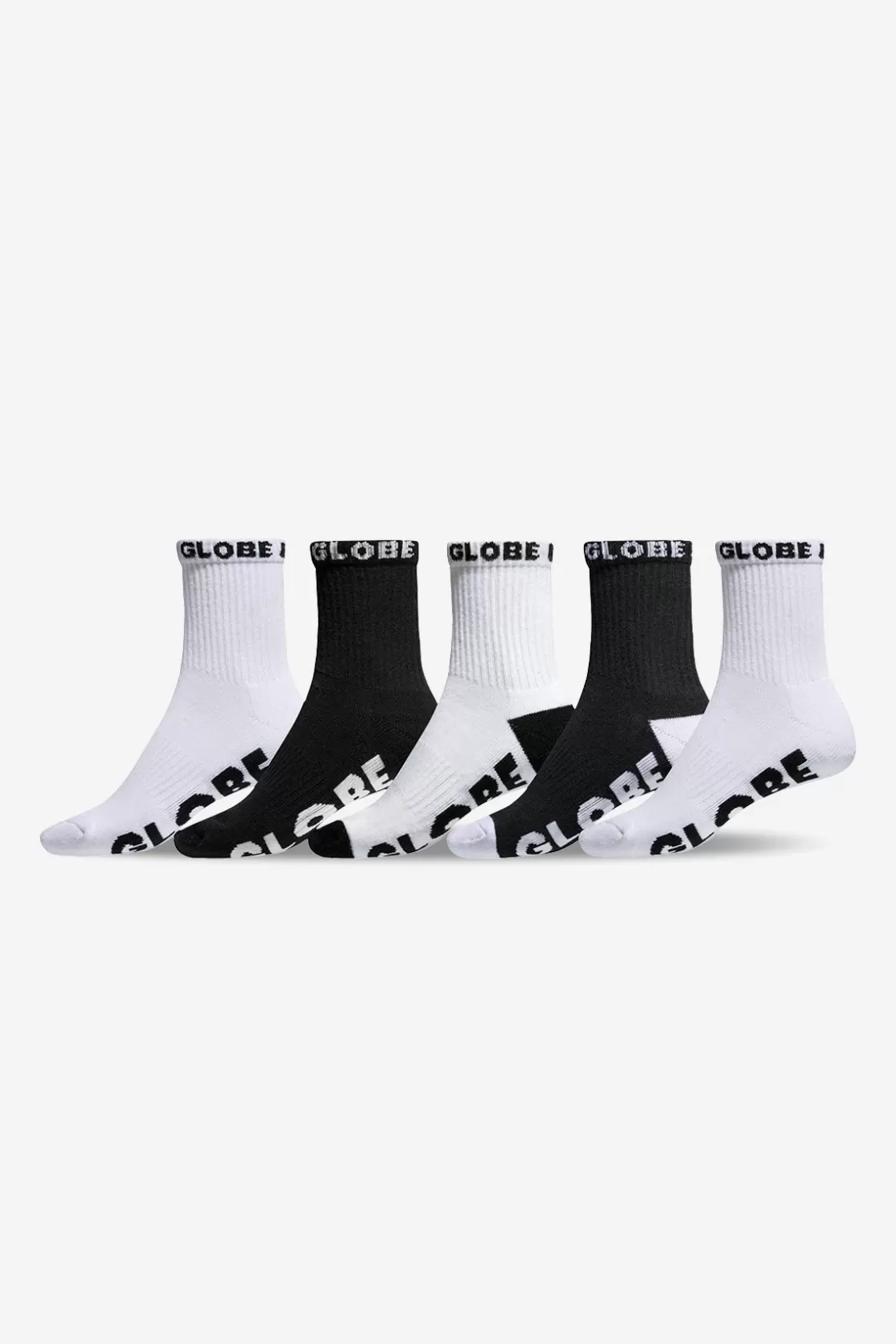 Globe Brand Globe Boys Quarter Sock 5 Pack - Black/White Black/ White Outlet