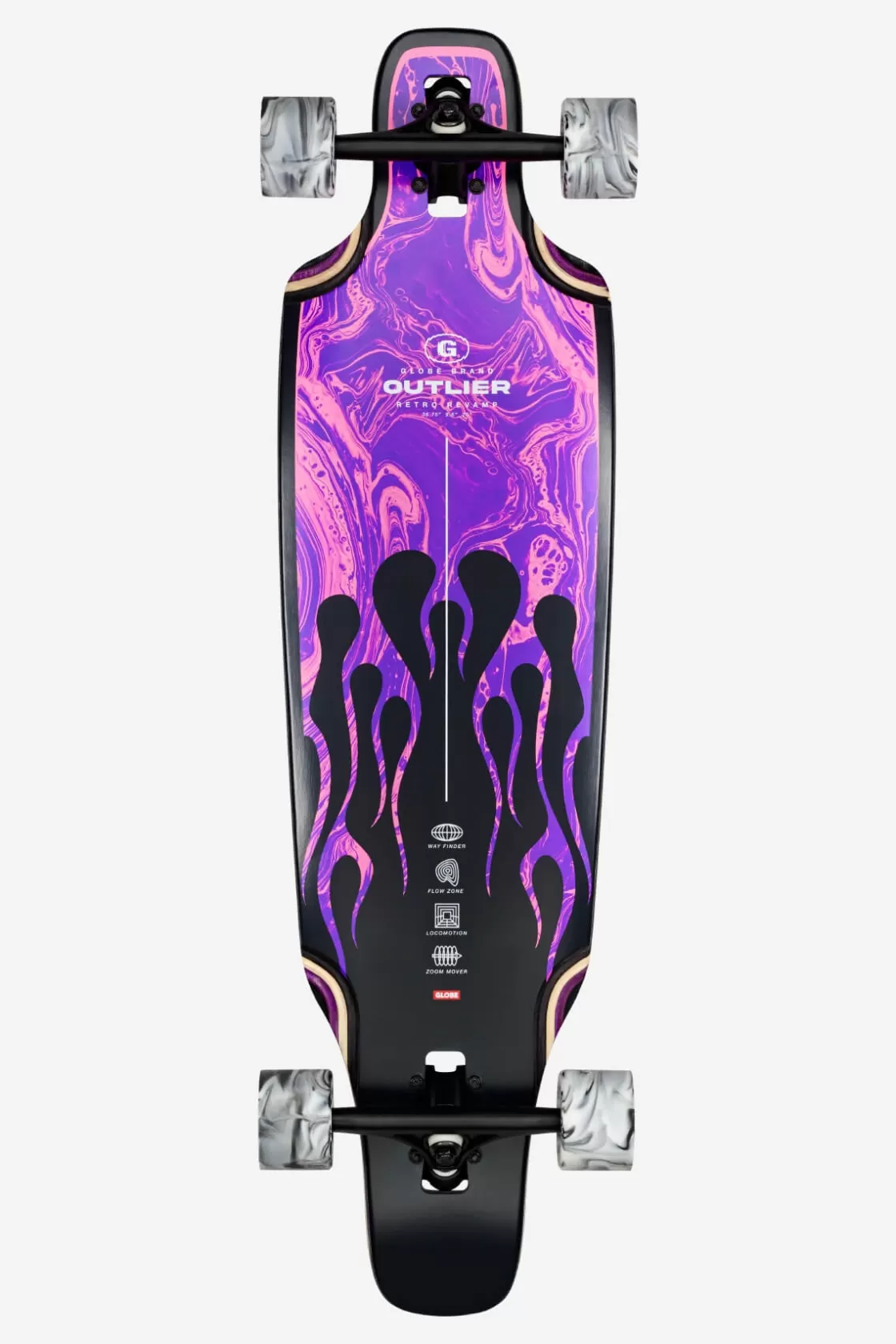 Globe Brand Outlier - - 36" Longboard Purple Flames Discount