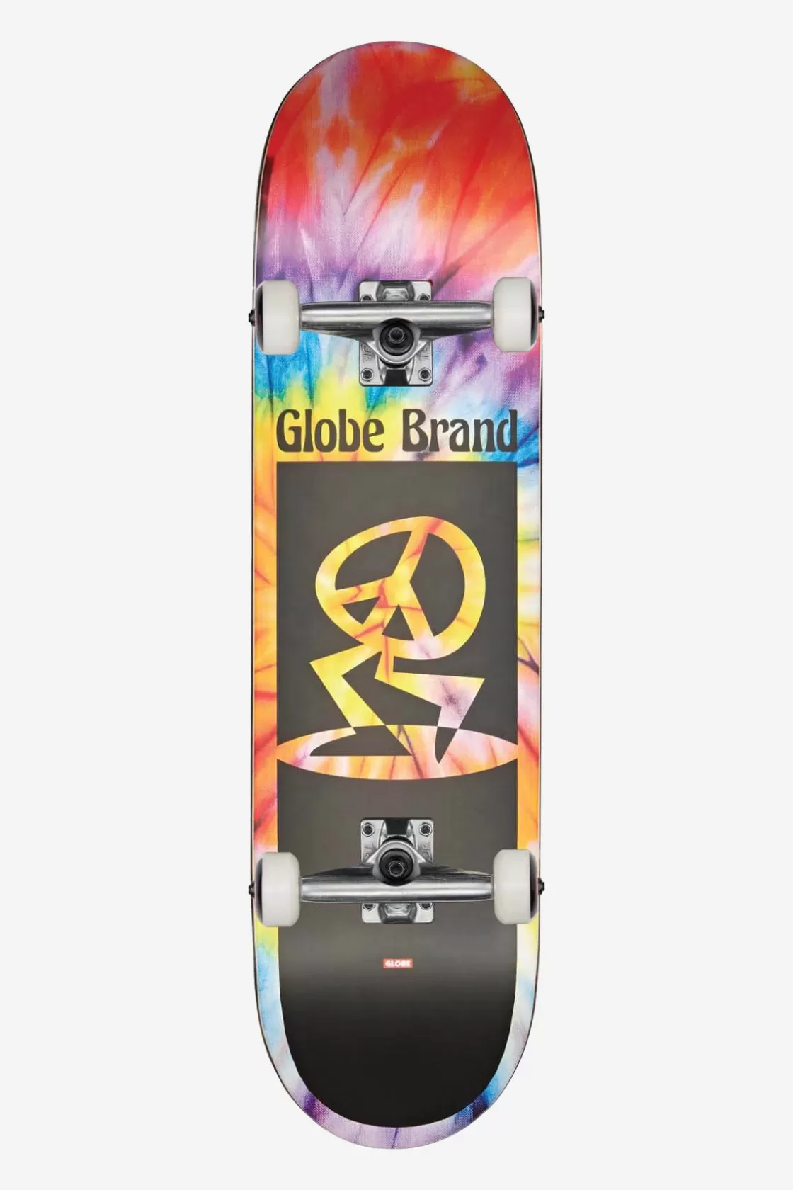 Globe Brand Peace Man Mid - - 7.6" Kids Complete Skateboard Spiral Dye/Black New