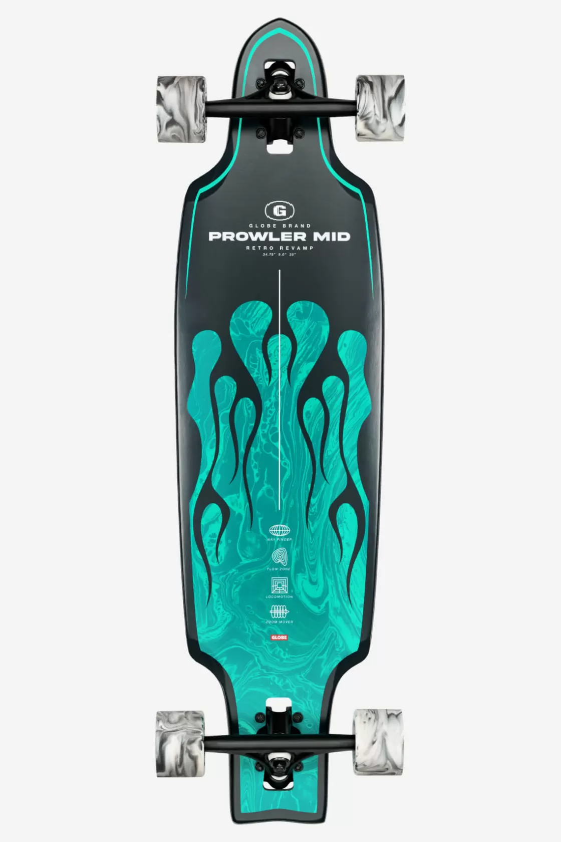 Globe Brand Prowler Mid - - 34" Longboard Green Flames Best