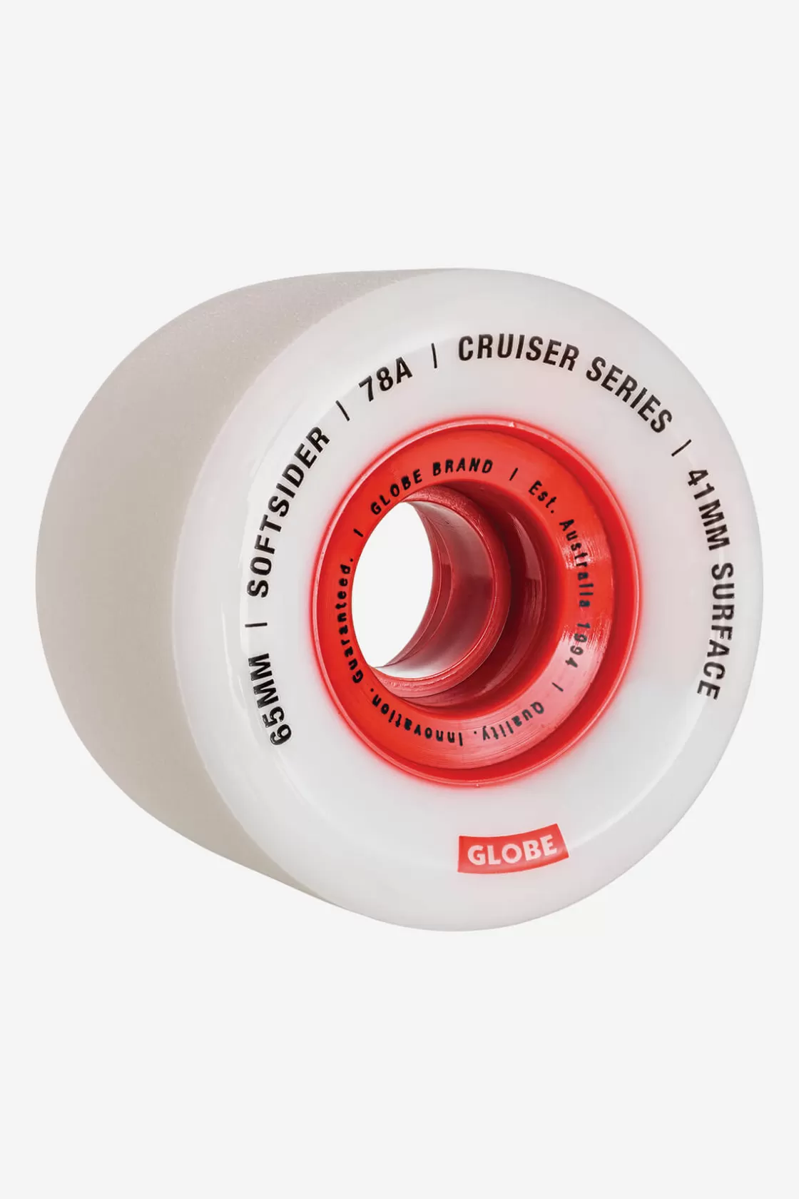 Globe Brand Softsider - - Cruiser Wheel 65mm White/Red Store