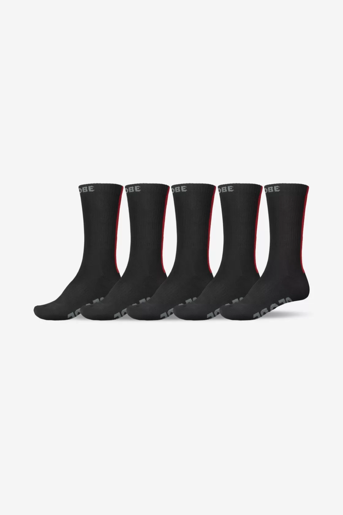 Globe Brand Stripe Hi Crew Sock 5 Pack - Black/Red Outlet