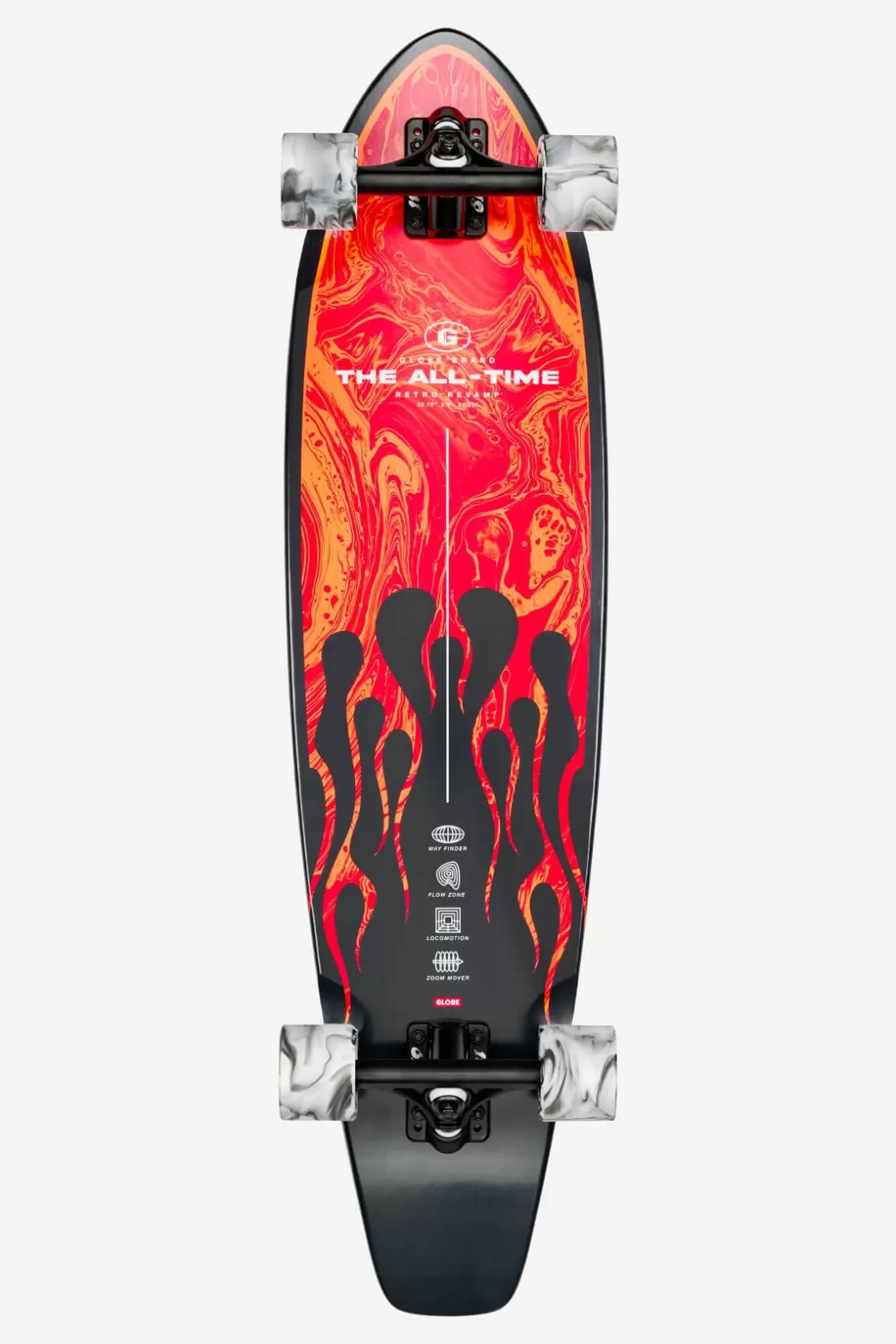 Globe Brand The All-Time - - 35" Longboard Red Flames Clearance
