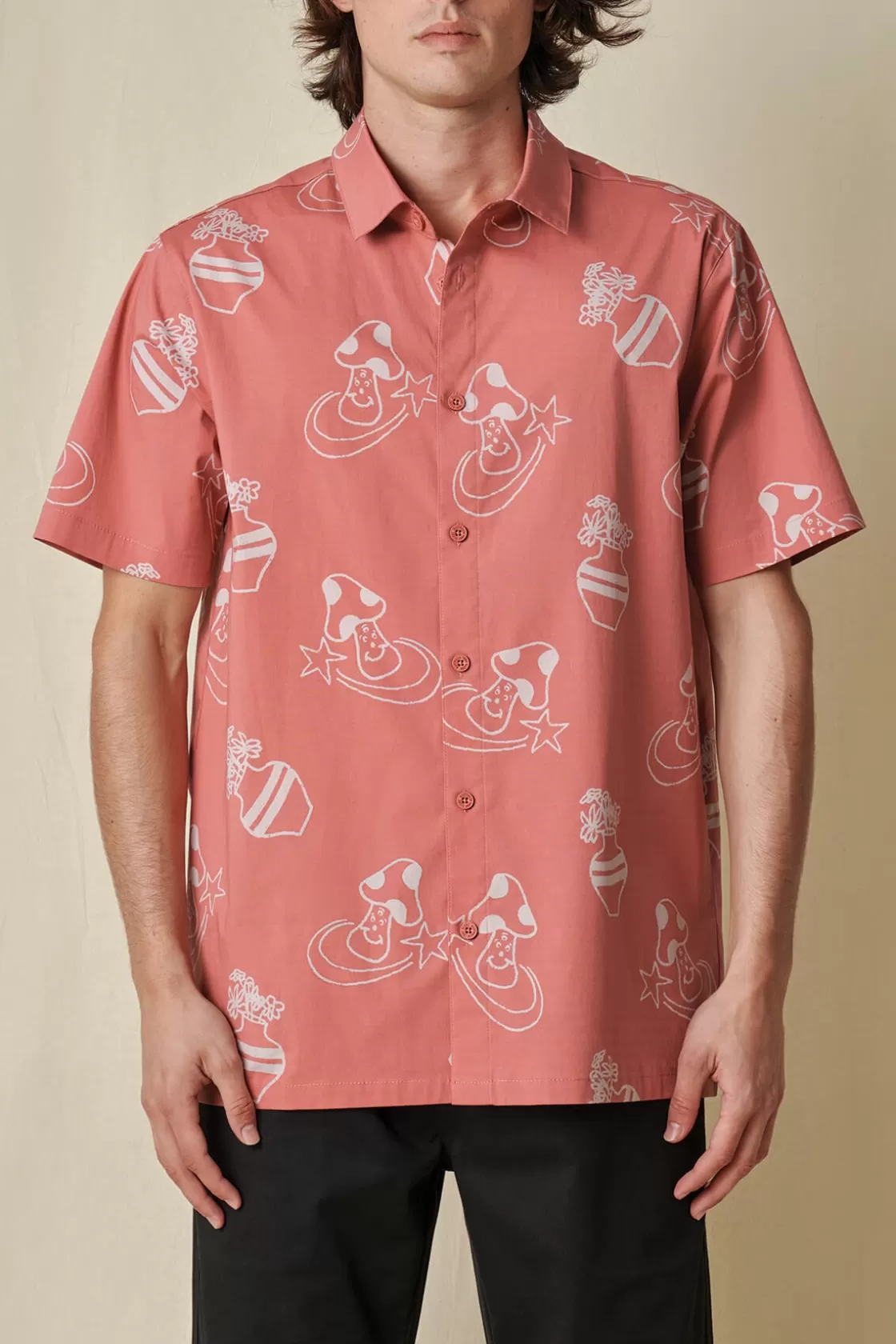 Globe Brand Underground Holiday SS Shirt - Smoke Red Smoke Clearance
